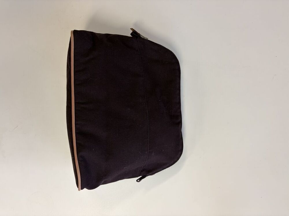 Brown Canvas Zip Cosmetic Pouch